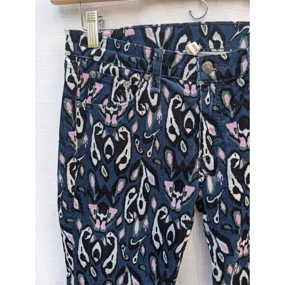 Rag & Bone Womens Ikat Paisley Pattern Skinny Pants 27 Micro Corduroy Navy Blue - Picture 5 of 9